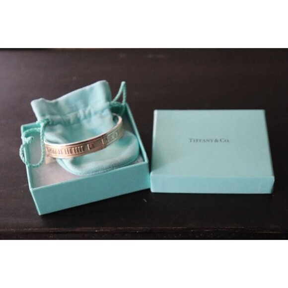 Tiffany & Co. Women's Silver Atlas Cuff Bracelet Sterling Silver Roman Numeral - Picture 1 of 9